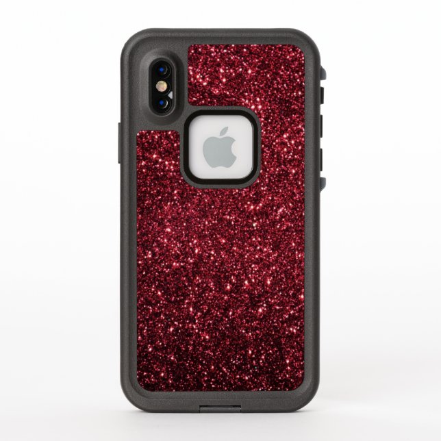 Burgundy red glitter and shine LifeProof iPhone case (Back)