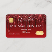Burgundy Red Glitter Credit