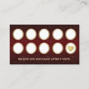 Burgundy Red Glitter Modern Salon Loyalty Card