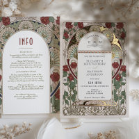 Burgundy Red Gold Wedding Art Nouveau Vintage