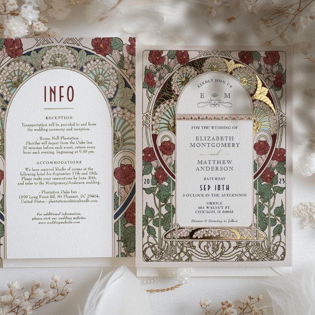 Burgundy Red Gold Wedding Art Nouveau Vintage (Creator Uploaded)