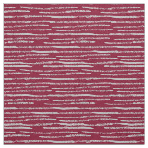 Burgundy Red Hand-Painted Grey Lines Chic Pattern Fabric