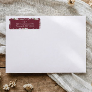 Burgundy Red Hydrangea Wedding Return Address Label