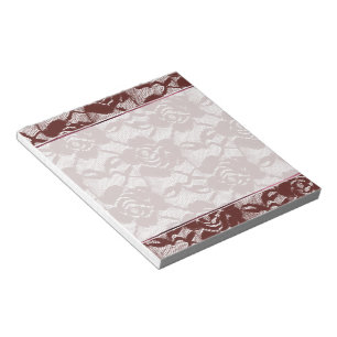 Burgundy Red Lace Floral Notepad