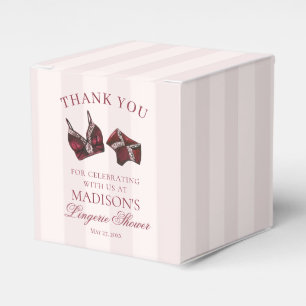 Burgundy Red Lace Lingerie Shower Bridal Dessert Favour Box