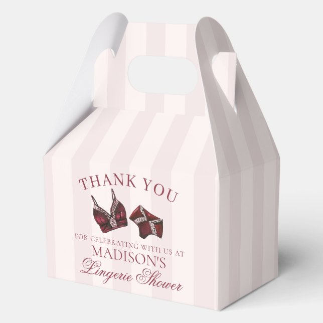 Burgundy Red Lingerie Shower Bachelorette Gable Favour Box (Front)
