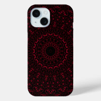 Burgundy Red Mandala with Ornamental Symmetry