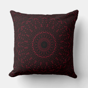 Burgundy Red Mandala with Ornamental Symmetry Cushion