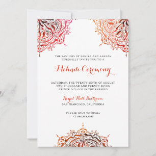 Burgundy Red Mehndi Ceremony Invitation