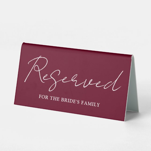 Burgundy Red Minimalist Script Reserved (Back)