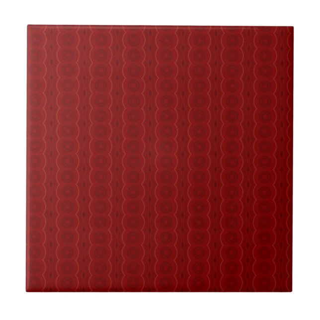 Burgundy Red Minimalist Striped Pattern Ceramic Tile (Front)
