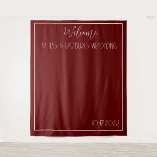 Burgundy Red Minimalist  Tapestry