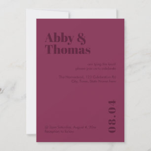 Burgundy Red Modern Minimalist Simple Bold Wedding Invitation