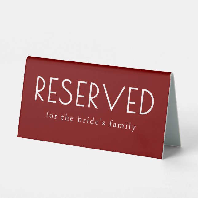 Burgundy Red Modern Wedding Reserved  (Front)