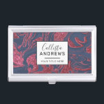 Burgundy Red Navy Blue Glitter Marble Business Card Holder<br><div class="desc">This modern, girly, and chic pattern is perfect for the trendy and stylish woman. It features faux printed sparkly burgundy red glitter, burgundy pink, and navy blue marble pattern. It's trendy, unique, stylish, sleek, and contemporary. ***IMPORTANT DESIGN NOTE: For any custom design request such as matching products, colour changes, placement...</div>