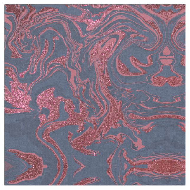 Burgundy Red Navy Blue Glitter Marble Fabric (Close Up)