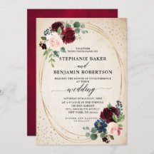 Burgundy Red Navy Floral modern geometric wedding