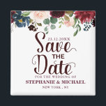 Burgundy Red Navy Floral Rustic Boho Sve the date Magnet<br><div class="desc">Watercolor Burgundy Red Navy Floral Rustic Boho Wedding Save the date magnet. Perfect for a fall wedding. The design features a stunning bouquet of burgundy / Marsala , peach , navy flowers / roses with matching leaves. Please find more matching designs and variations in my "blissweddingpaperie" store. And feel free...</div>