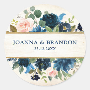 Burgundy Red Navy Floral Rustic Boho Thank You Classic Round Sticker