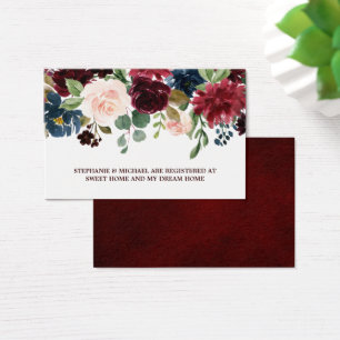 Burgundy Red Navy Floral Rustic Wedding Registry