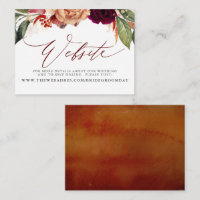 Burgundy Red Orange Floral Wedding Website Card