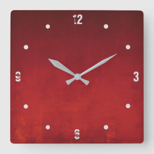 Burgundy Red Orange Modern Rustic omber Abstract Square Wall Clock