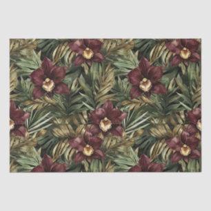 Burgundy Red Orchid Floral Tissue Paper