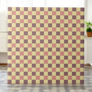 Burgundy Red & Pale Yellow Chequered Retro Ceramic Tile
