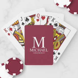 Burgundy Red Personalised Groomsmen Playing Cards