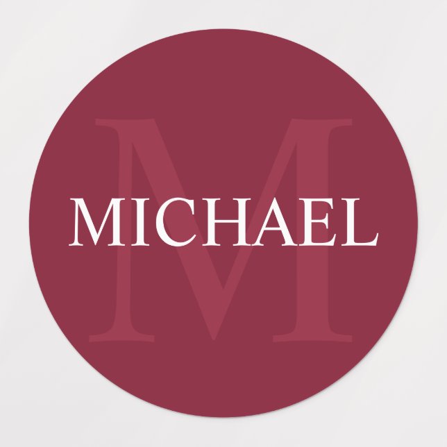 Burgundy Red Personalised Monogram and Name (Design 1)