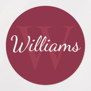 Burgundy Red Personalised Monogram and Name