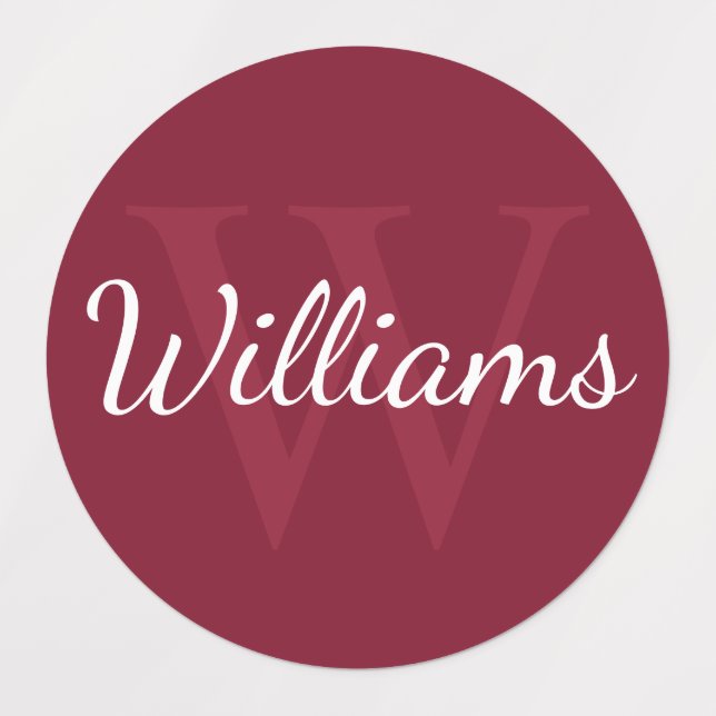Burgundy Red Personalised Monogram and Name (Design 1)