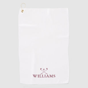 Burgundy Red Personalised Name Golf Clubs Towel