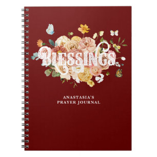Burgundy Red Pink Floral Custom Blessings Journal