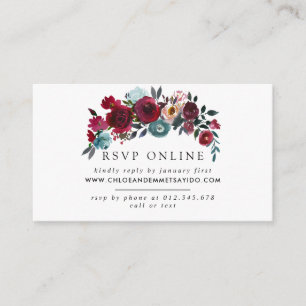 Burgundy Red Pink Floral Wedding Website RSVP Enclosure Card