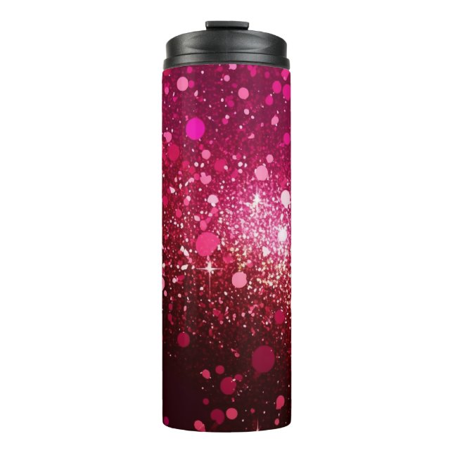 Burgundy Red Pink Glitter Thermal Tumbler 12oz (Front)