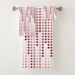 Burgundy Red Pink polka dots matrix Bath Towel Set