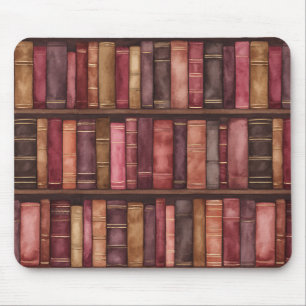 Burgundy Red Pink Tan Brown Books Mouse Pad