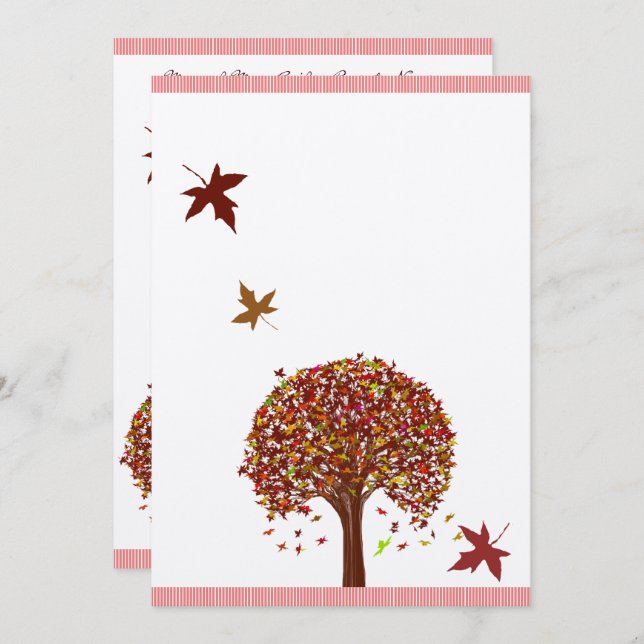 Burgundy Red Pink Tree Wedding  Invitation (Front/Back)