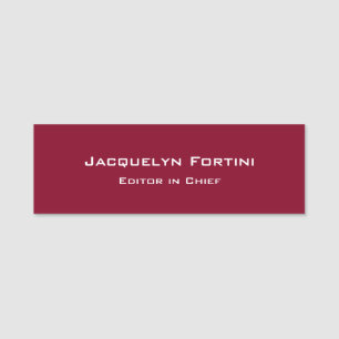 Burgundy Red Plain Elegant Modern Minimalist Name Tag