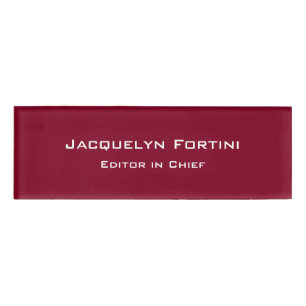 Burgundy Red Plain Elegant Modern Minimalist Name Tag