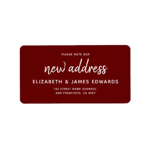 Burgundy Red Please Note Our New Address Label