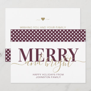 Burgundy red polka dot pattern Christmas Holiday Card
