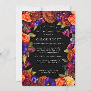 Burgundy Red Purple Orange Floral Bridal Luncheon Invitation