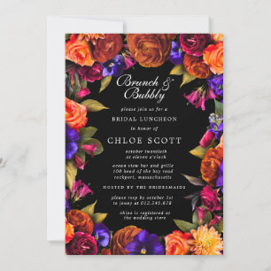 Burgundy Red Purple Orange Floral Brunch Bubbly Invitation