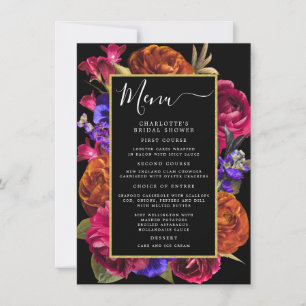 Burgundy Red Purple Orange Floral Menu Invitation