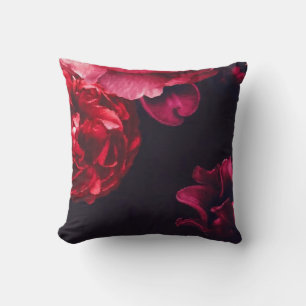 Burgundy Red Rose Floral Bloom Cushion