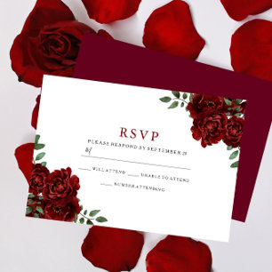 Burgundy Red Rose Romantic All Occasions RSVP Card