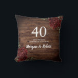 Burgundy Red Rose Rustic 40th Wedding Anniversary Cushion<br><div class="desc">Burgundy Red Rose Rustic 40th Wedding Anniversary Gift Pillow

See matching invitation and collection in Niche and Nest Store</div>