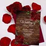 Burgundy Red Rose Rustic Wood Wedding Invitation<br><div class="desc">Burgundy Red Rose Rustic Wood Wedding Invitation

See matching collection in store</div>